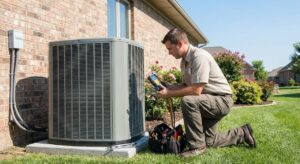 wood hvac working on ac unit